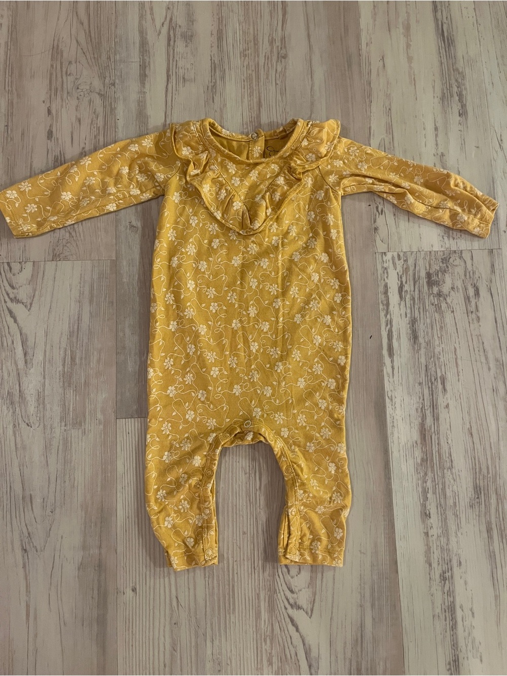 Jessica Simpson Yellow Floral Ruffle Baby Girl One-Piece Size 6-9M